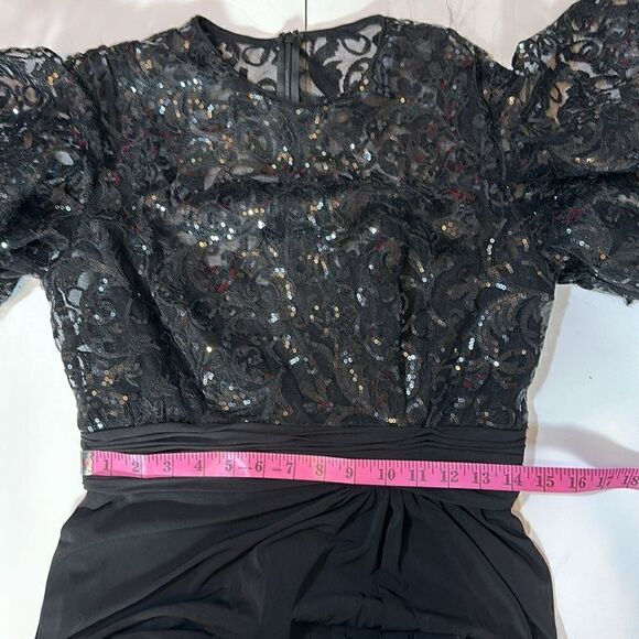 NEW Mac Duggal 68002 embellished butterfly sleeve black gown size 8 - Picture 12 of 12